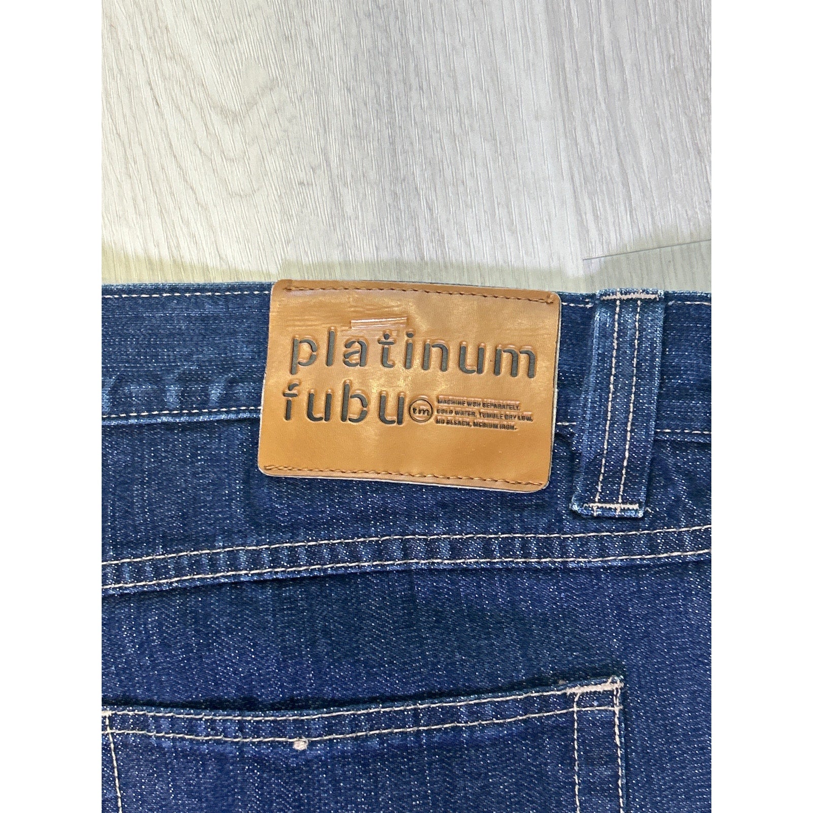 Platinum Fubu Blue Denim Straight Leg Jeans Dark Wash Men's Size 38/34