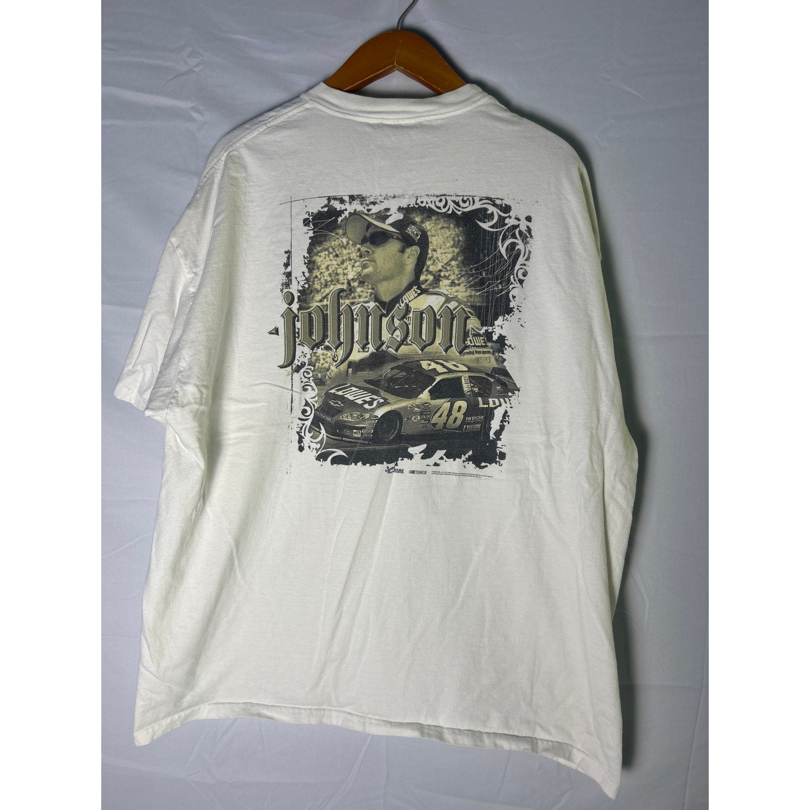 Chase Authentics Jimmie Johnson Nascar Print Tee Shirt White Men's Size 2XL