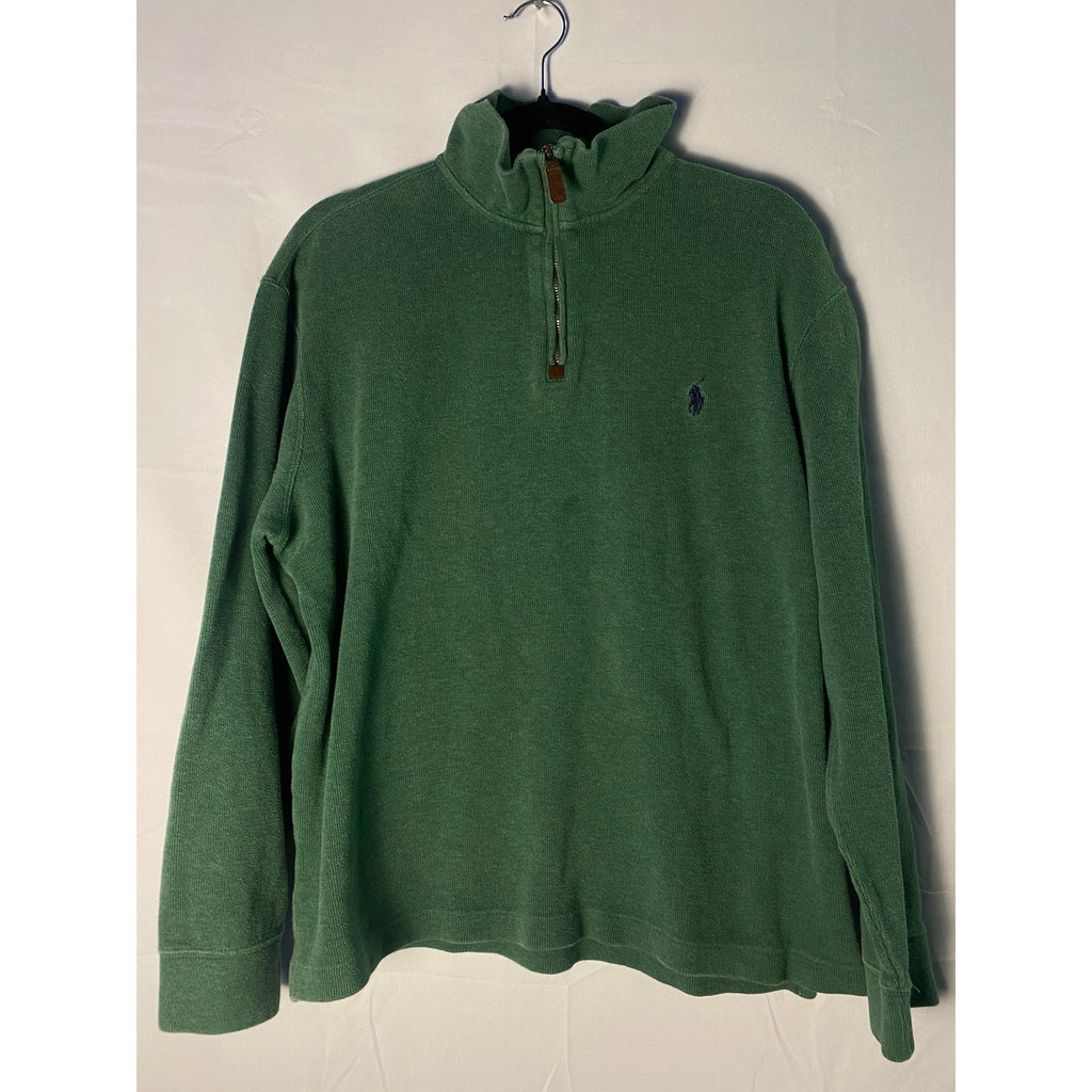 Vintage Polo by Ralph Lauren Dark Green Polo Sweater Quarter Zip Pullover Large