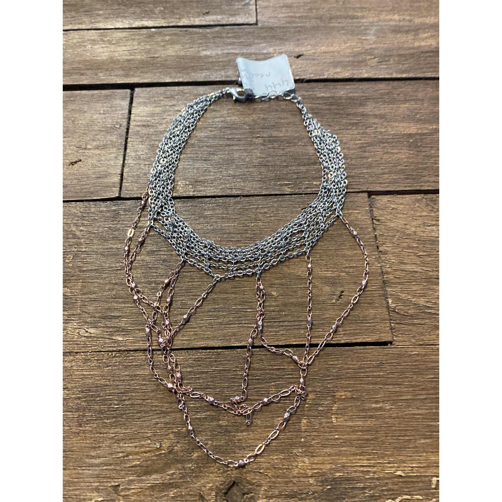 Gold and Silver Toned Tiered Chain Style Necklace