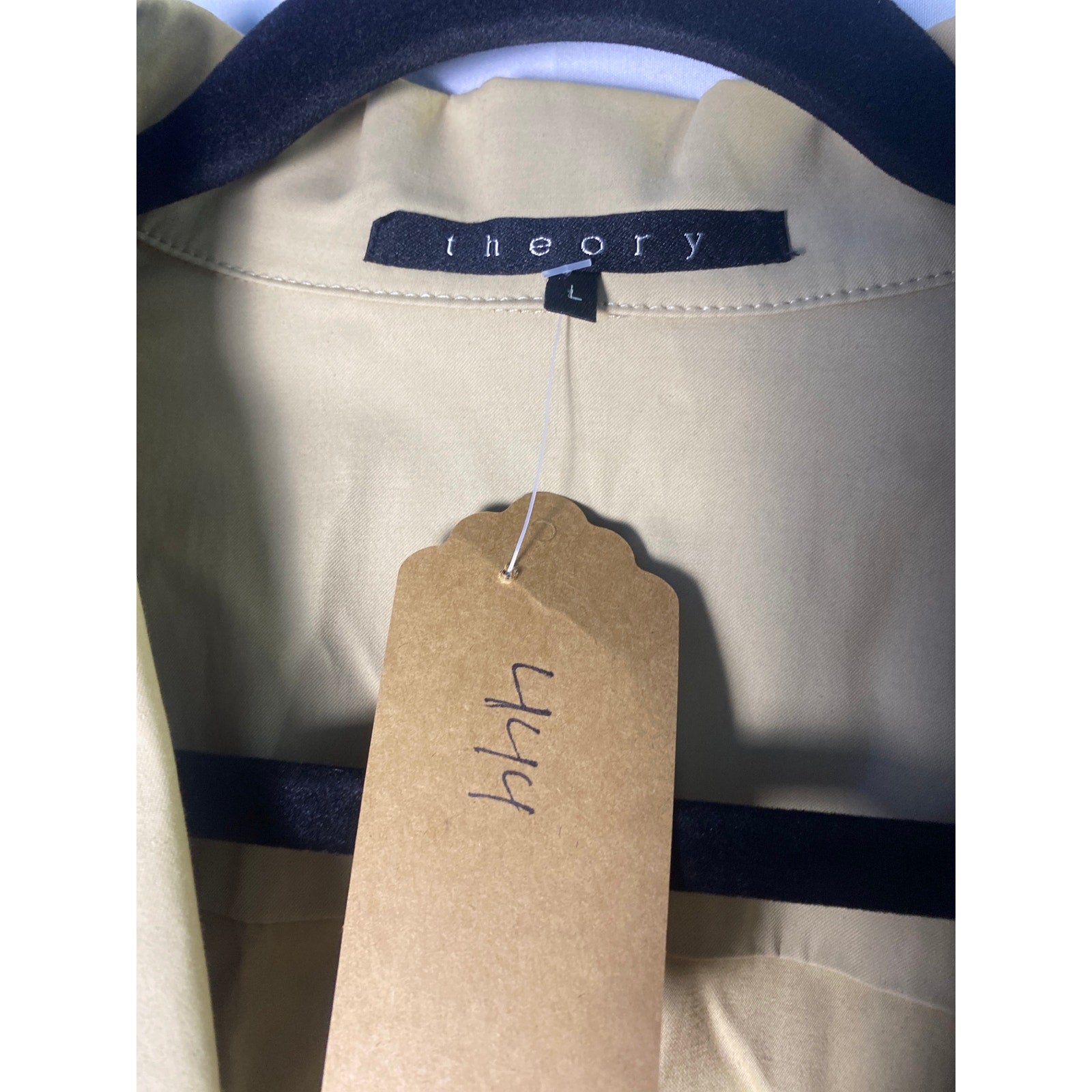 Theory Beige Khaki Three Buttons Blazer Jacket w/ Pockets Women's Size Large