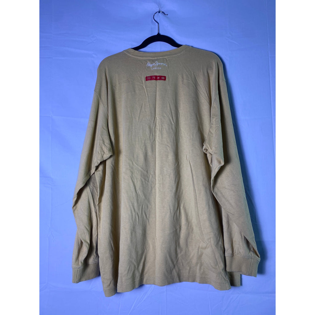 Pepe Jeans London Yellow Tan Long Sleeve Crew Neck Shirt Men's Size XL