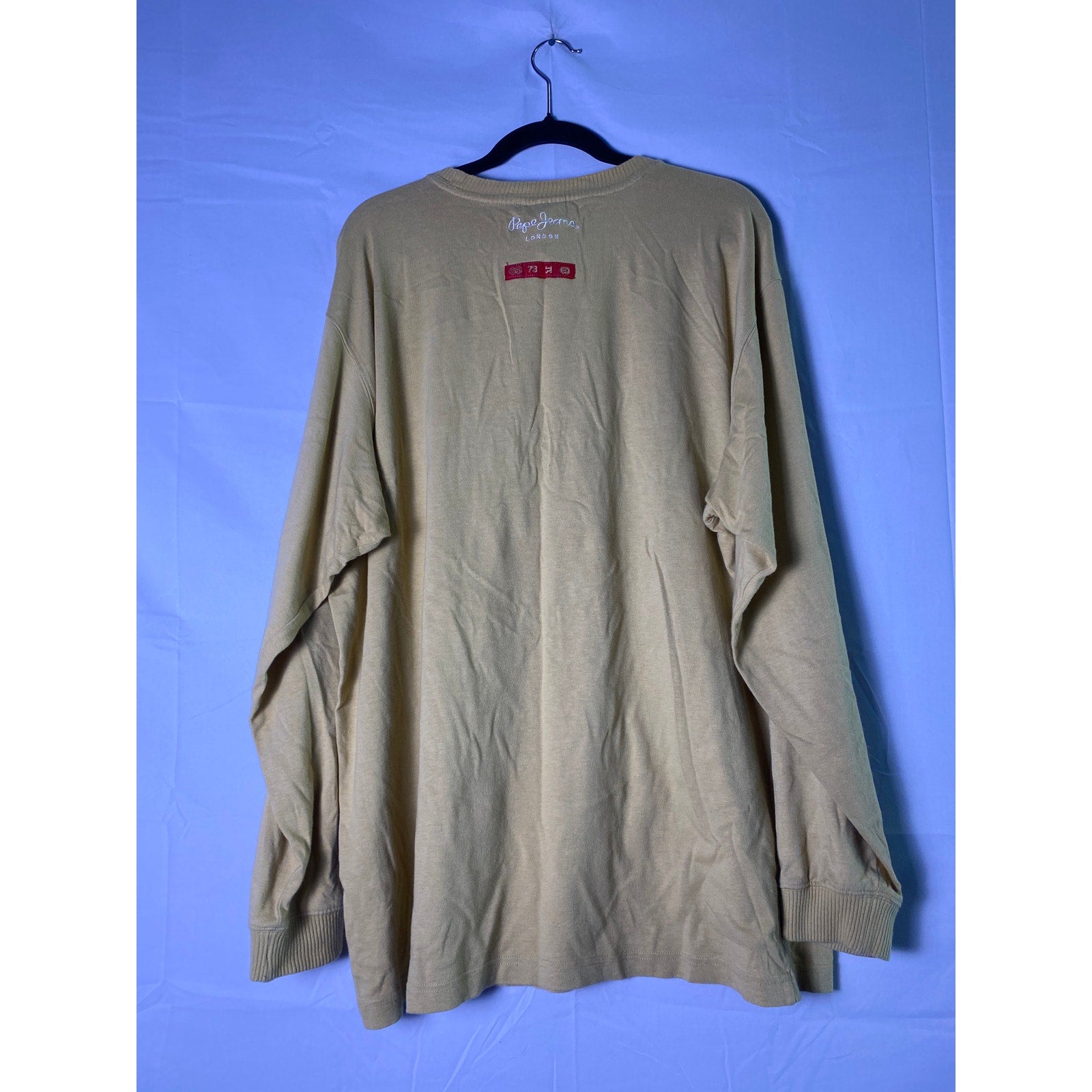 Pepe Jeans London Yellow Tan Long Sleeve Crew Neck Shirt Men's Size XL
