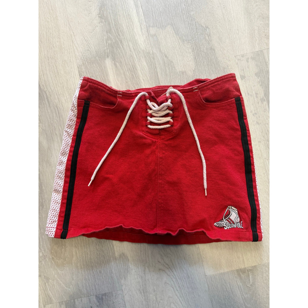 Southpole Boxing Mini Skirt Black Red White Lace Up Women's Junior Size 7