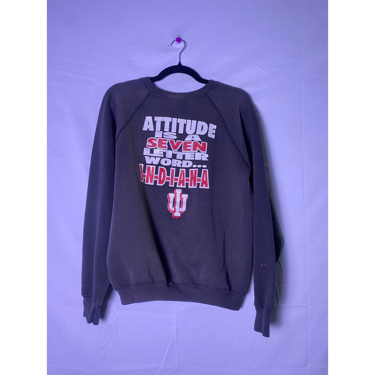 Vintage LEE Cotton Blend Indiana Hoosiers Black Sweatshirt Crewneck Size Large