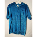 Thai Silk Blue Button Up Shirt Short Sleeve Men's Size XL&nbsp;