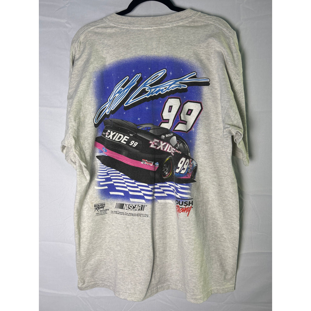 Gildan Y2K Jeff Burton Racing Team EXIDE #99 NASCAR Gray Shirt Double Sided XL