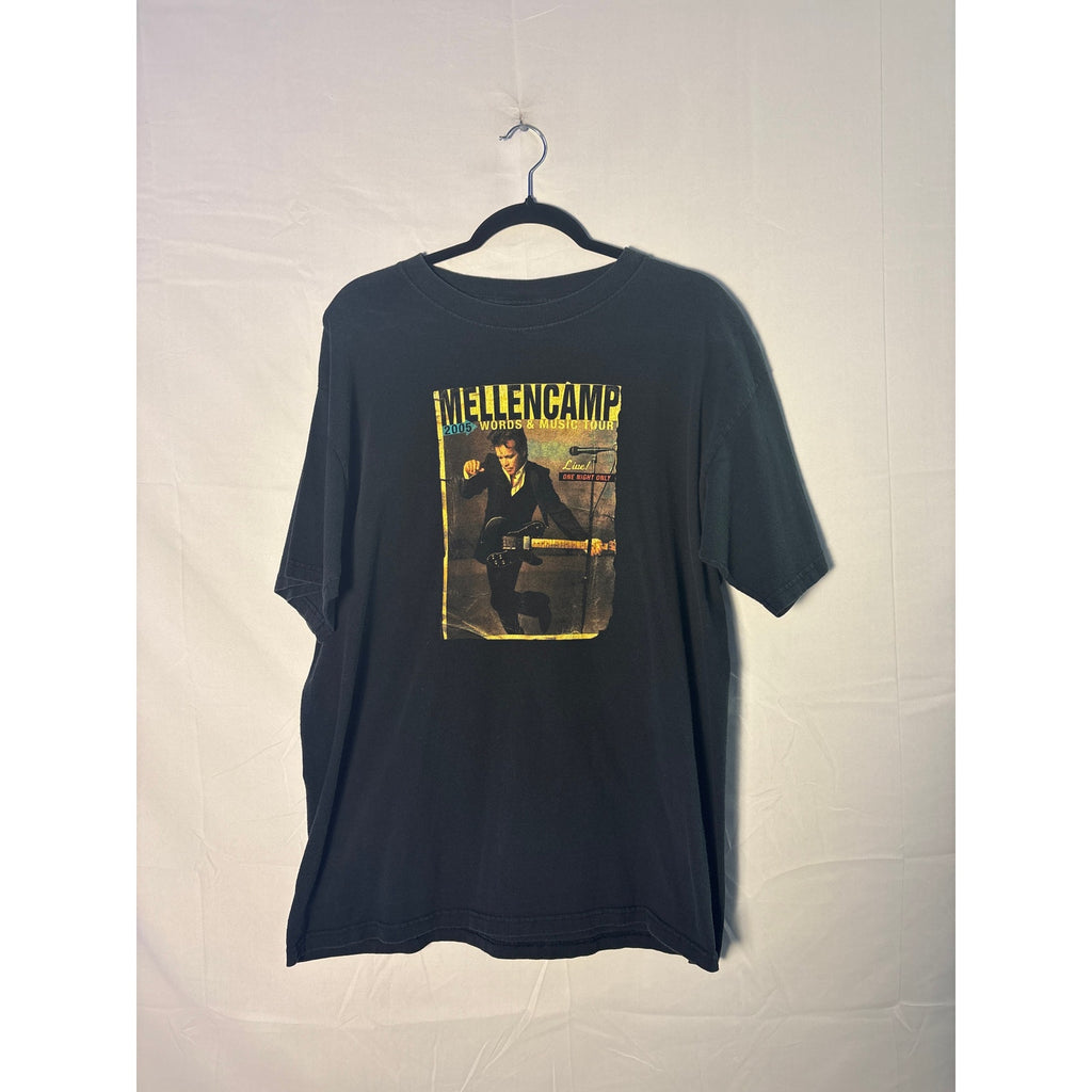 2005 John Mellencamp Words and Music Tour Tee Graphic Print Black Shirt Large
