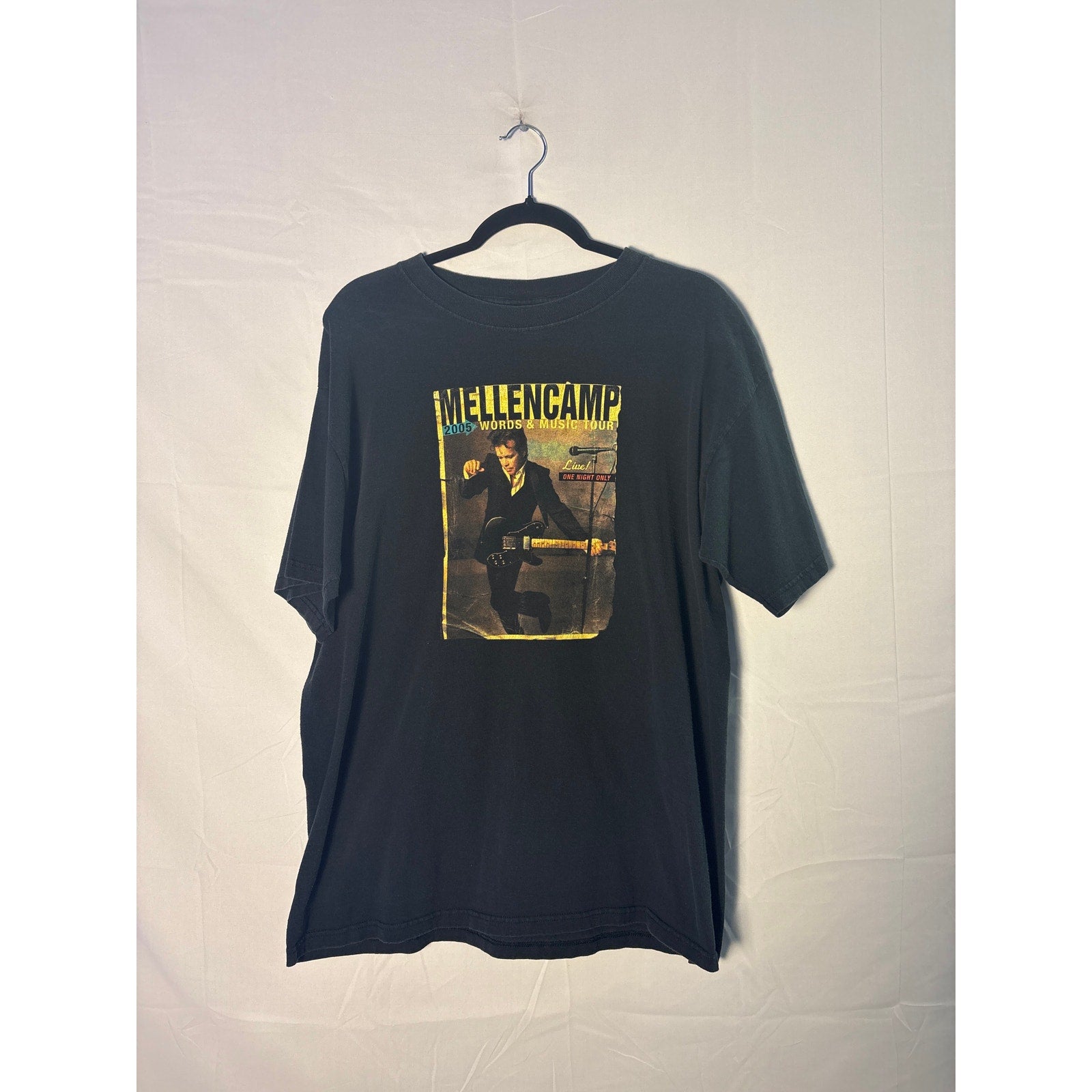 2005 John Mellencamp Words and Music Tour Tee Graphic Print Black Shirt Large
