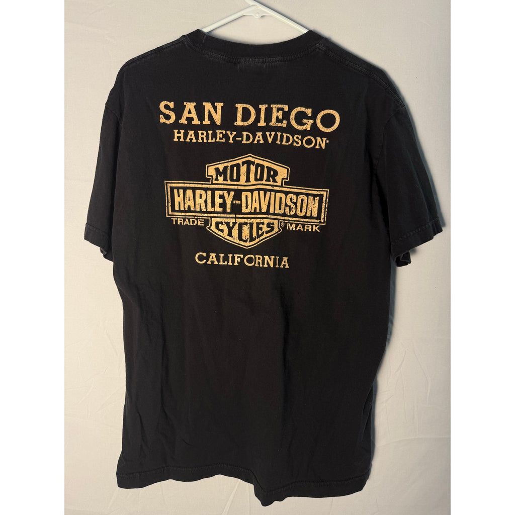 Harley Davidson San Diego, California Graphic Print Black Shirt Men's Size Large