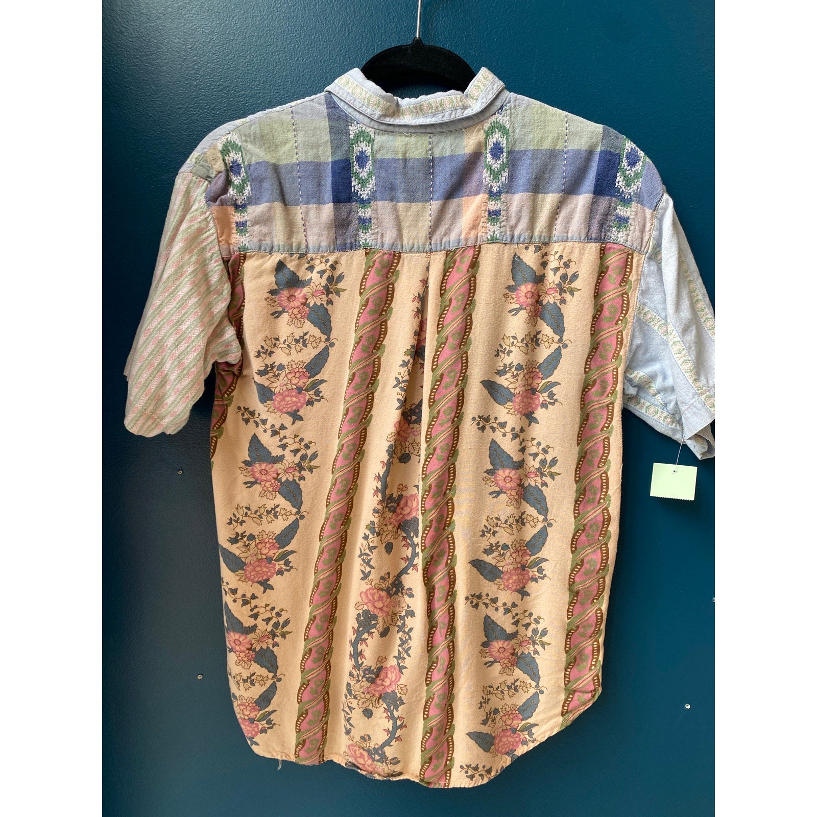 Vintage HGNY Floral Mixed Multicolor Button Up Short Sleeve Shirt Pocket Small