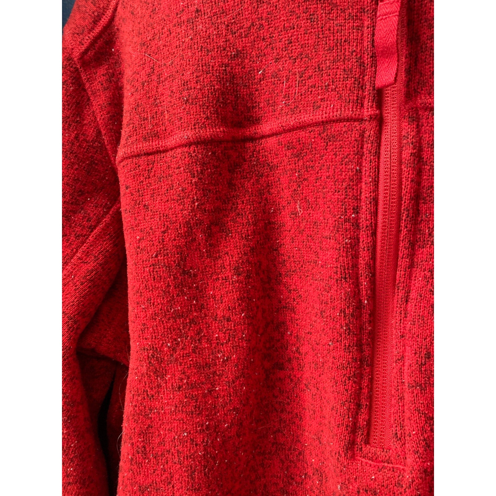 The North Face Red Textured 1/4 Zip Pullover Sweater Zip Pocket Mens Size Large