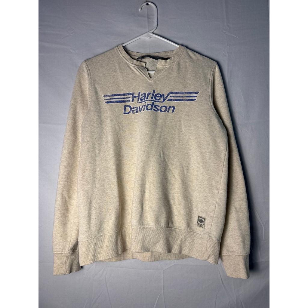 Vintage Harley-Davidson Women's Sweatshirt Pullover Logo Tan Crewneck Medium