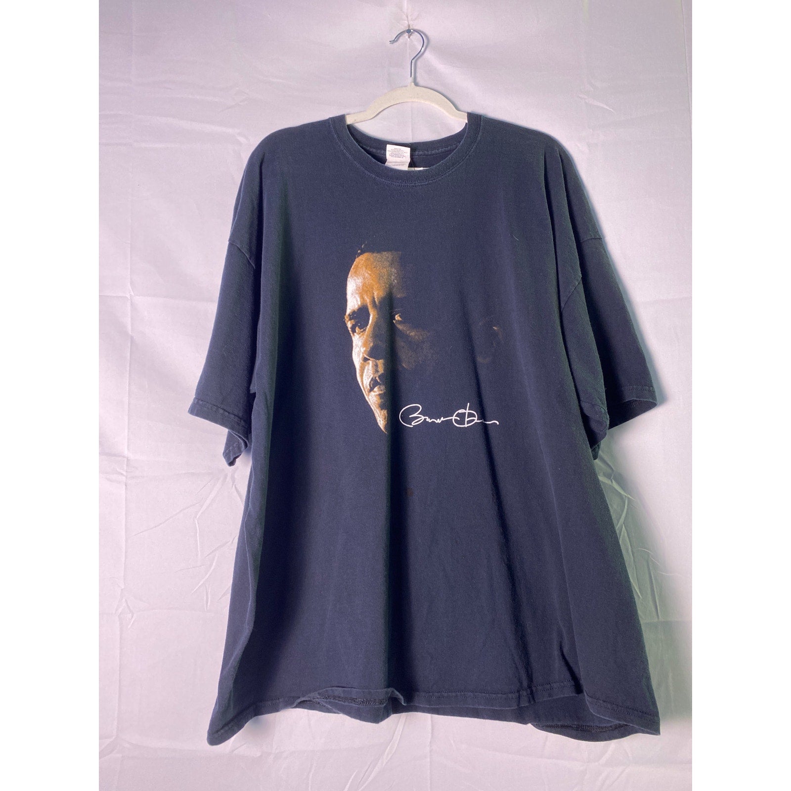 Barack Obama Face Graphic Print Black T-shirt Men's Size 2XL