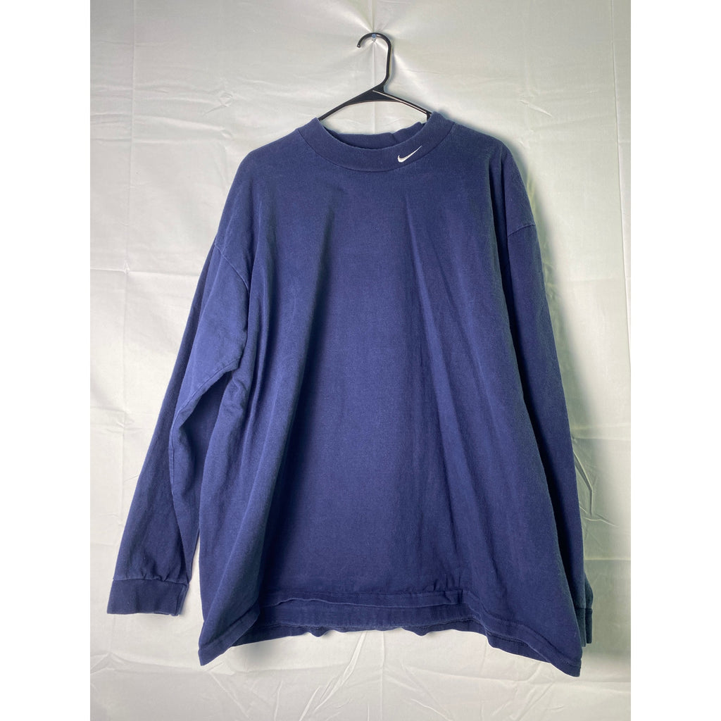 Nike Mock Neck Blue Sweatshirt Logo Embroidered Pullover Men's Size XL