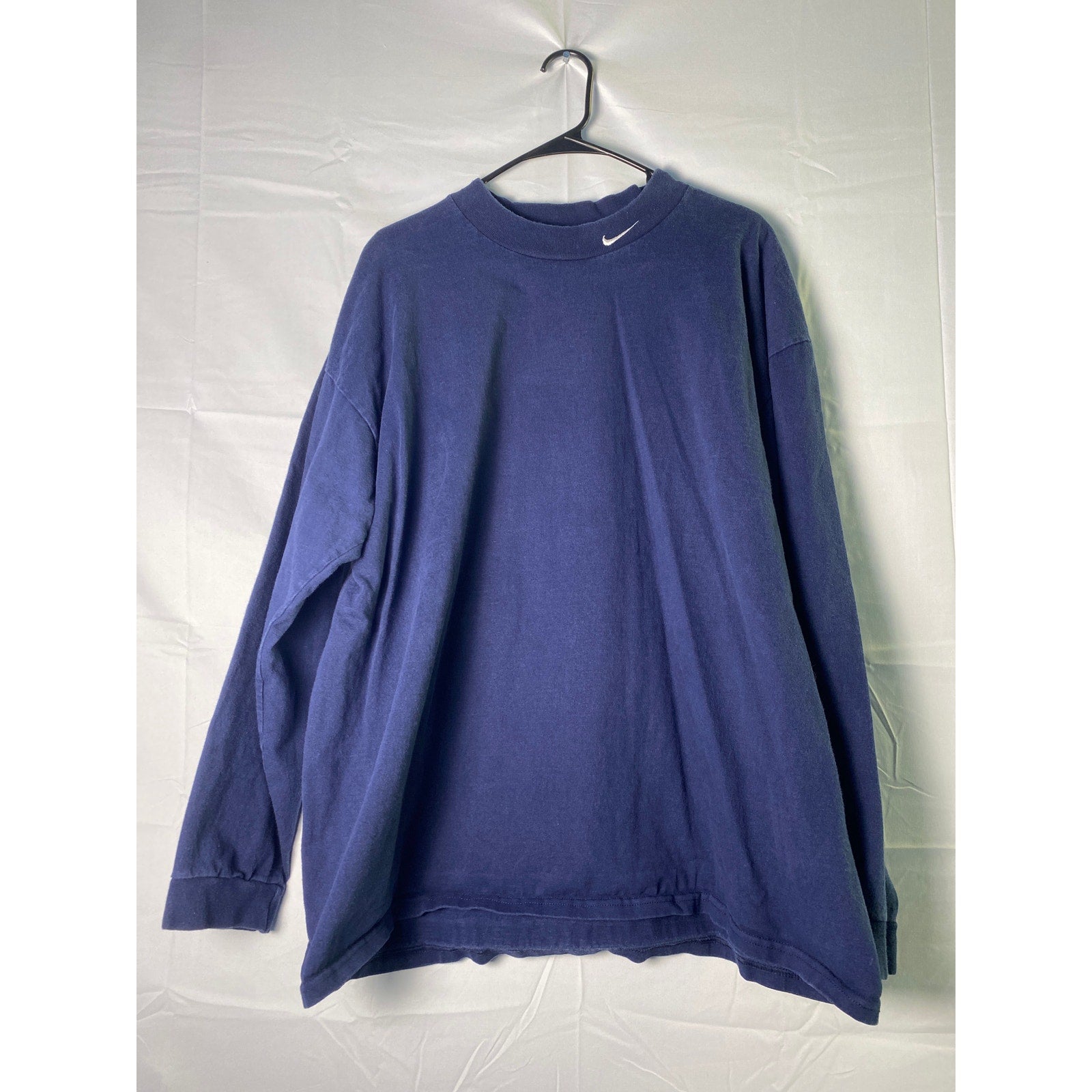 Nike Mock Neck Blue Sweatshirt Logo Embroidered Pullover Men's Size XL