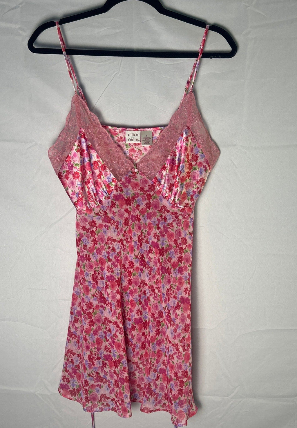Gilligan & O'Malley Pink Floral Lace V-neck Cami Sleepwear Top Women's Small