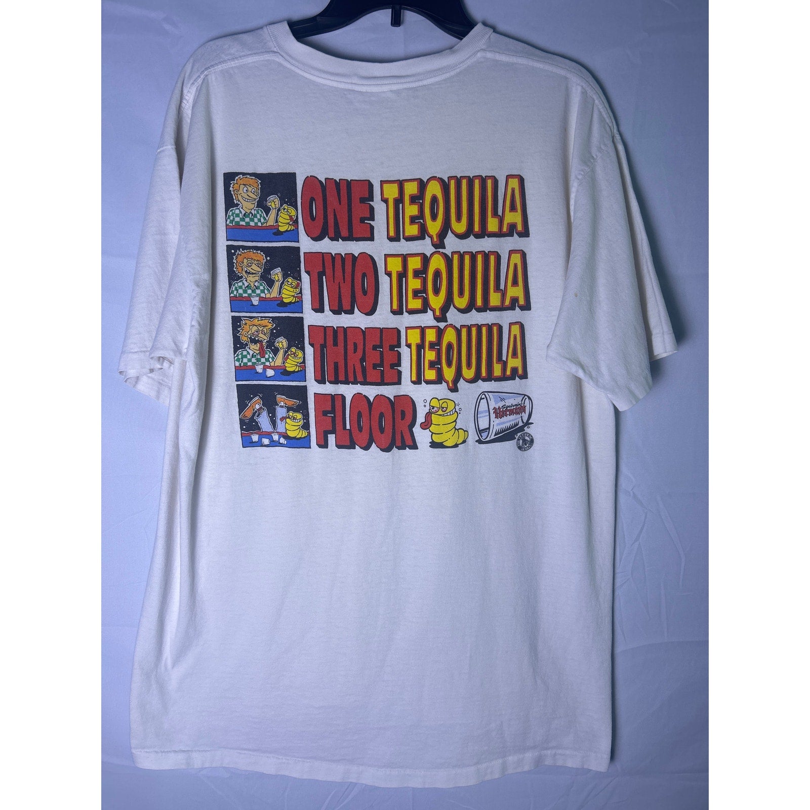 Vintage Single Stitch Squirmin' Herman's Tequila White T-shirt Men's Size XL