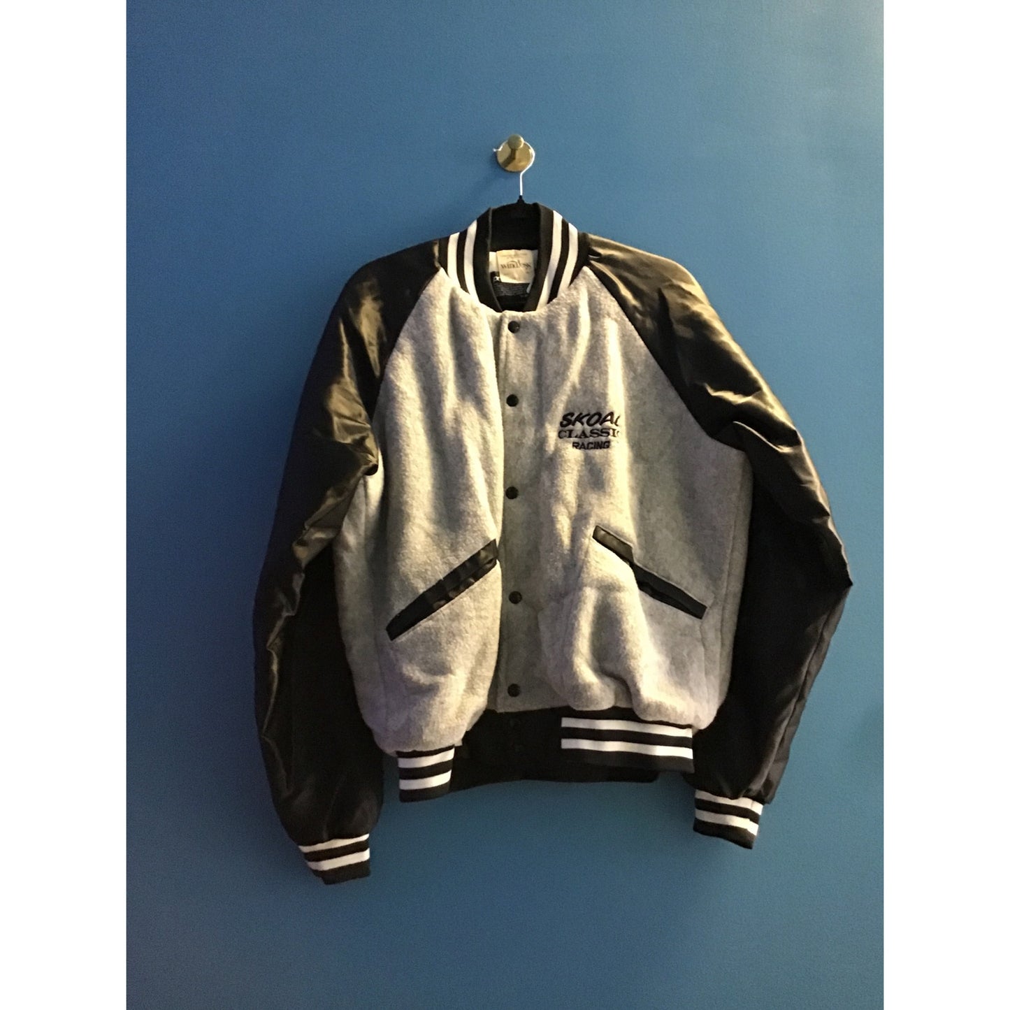 Vintage Windless Skoal Classic Racing Button Up Varsity/Bomber Jacket Size L/M