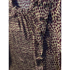 100% Silk Leaf Print Designer Sample Long Sleeve Blouse Women's Fits Medium