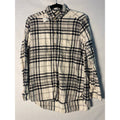 American Eagle Black White Plaid Boyfriend Flannel Button Up Shirt Womens Large