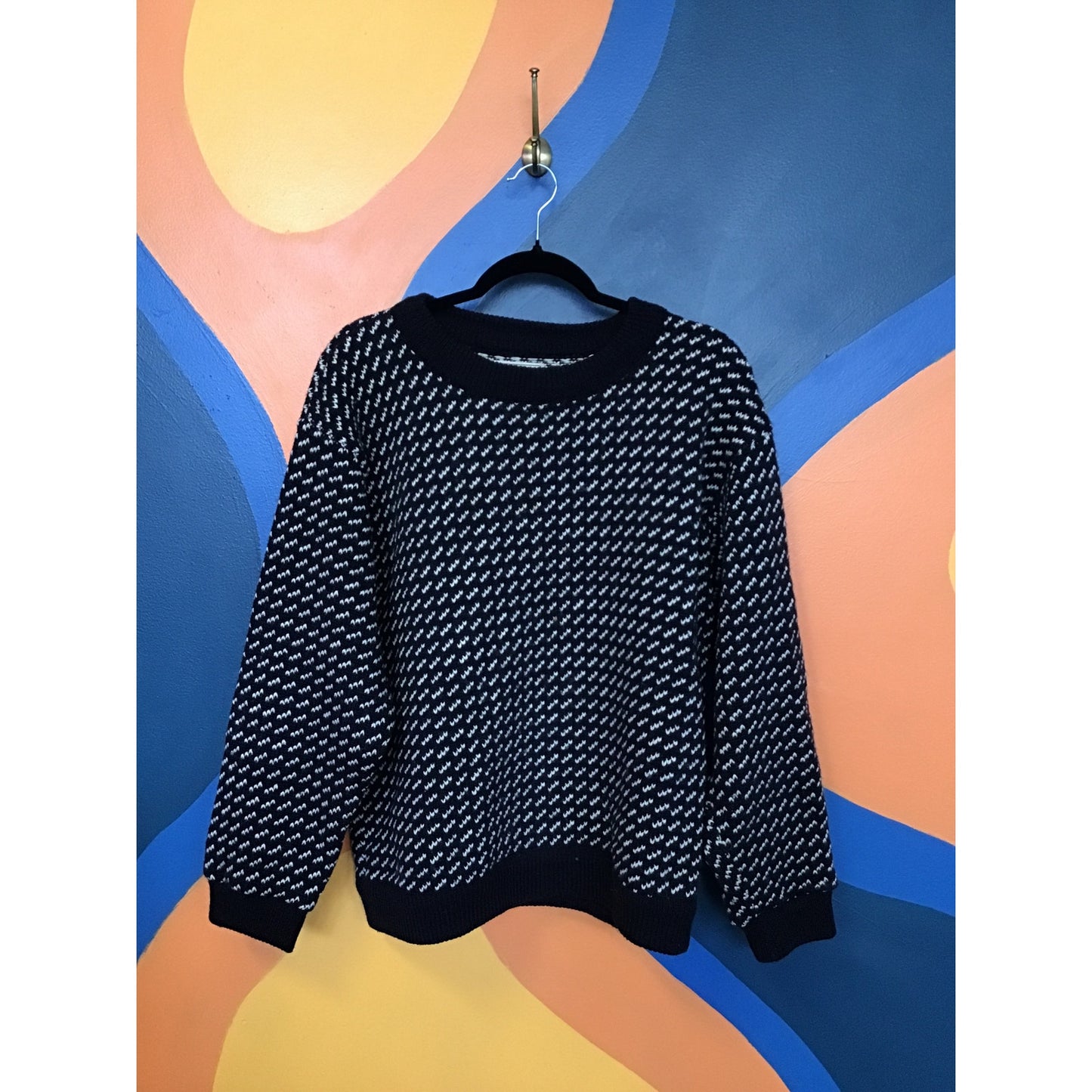 VTG 60's L.L. Bean Wool Blend Pullover Sweater Blue Crew Neck Women's Size Large