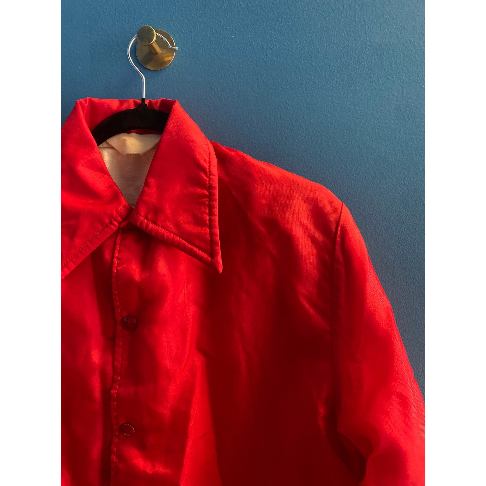 Vintage Dagger Collar Red Button Down Jacket Front Pockets Men's Size Medium
