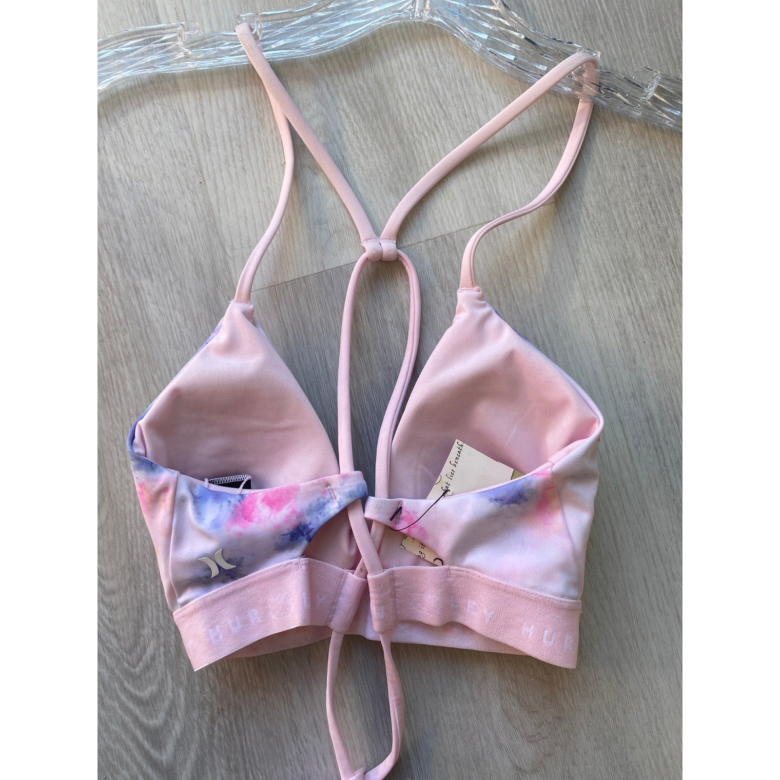 Hurley Hello Kitty Adjustable Surf Bikini Top Pink Tie Dye Women's Size Medium