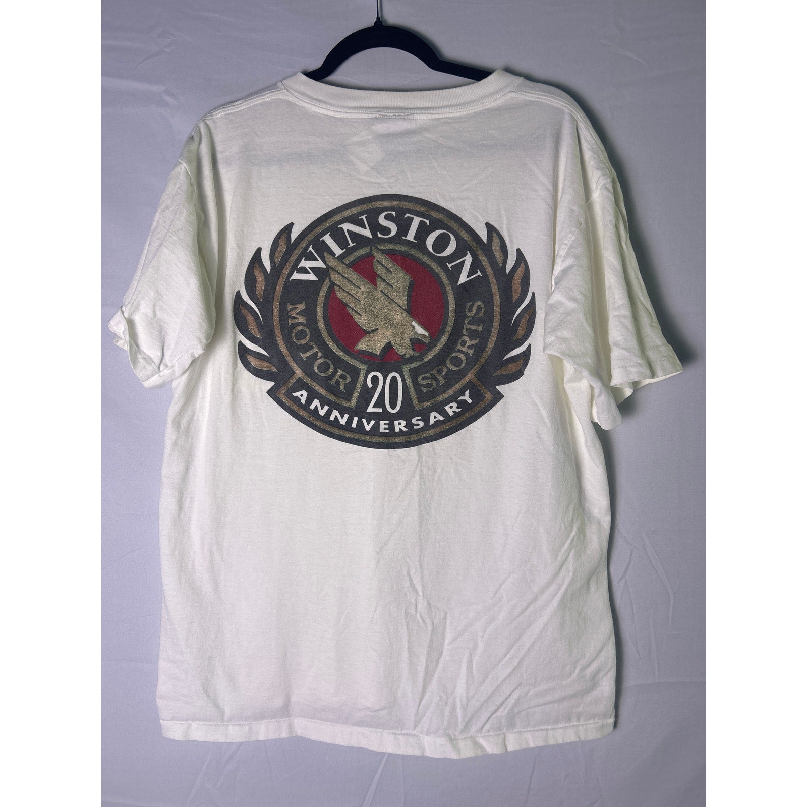 WINSTON 20th Anniversary Motor Sports Graphic Print White Shirt Men's Size XL