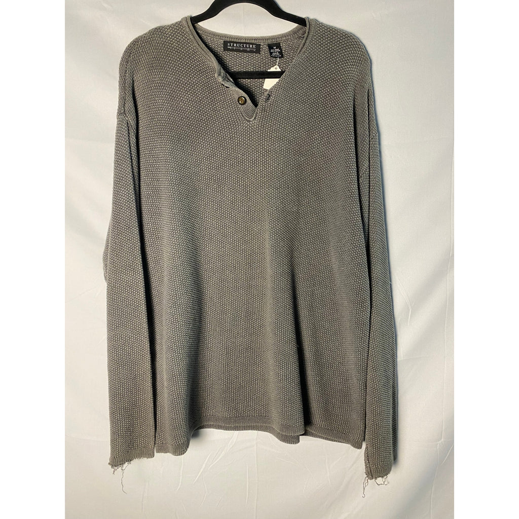 Structure Brand Gray Cotton Heavy Knitted Sweater