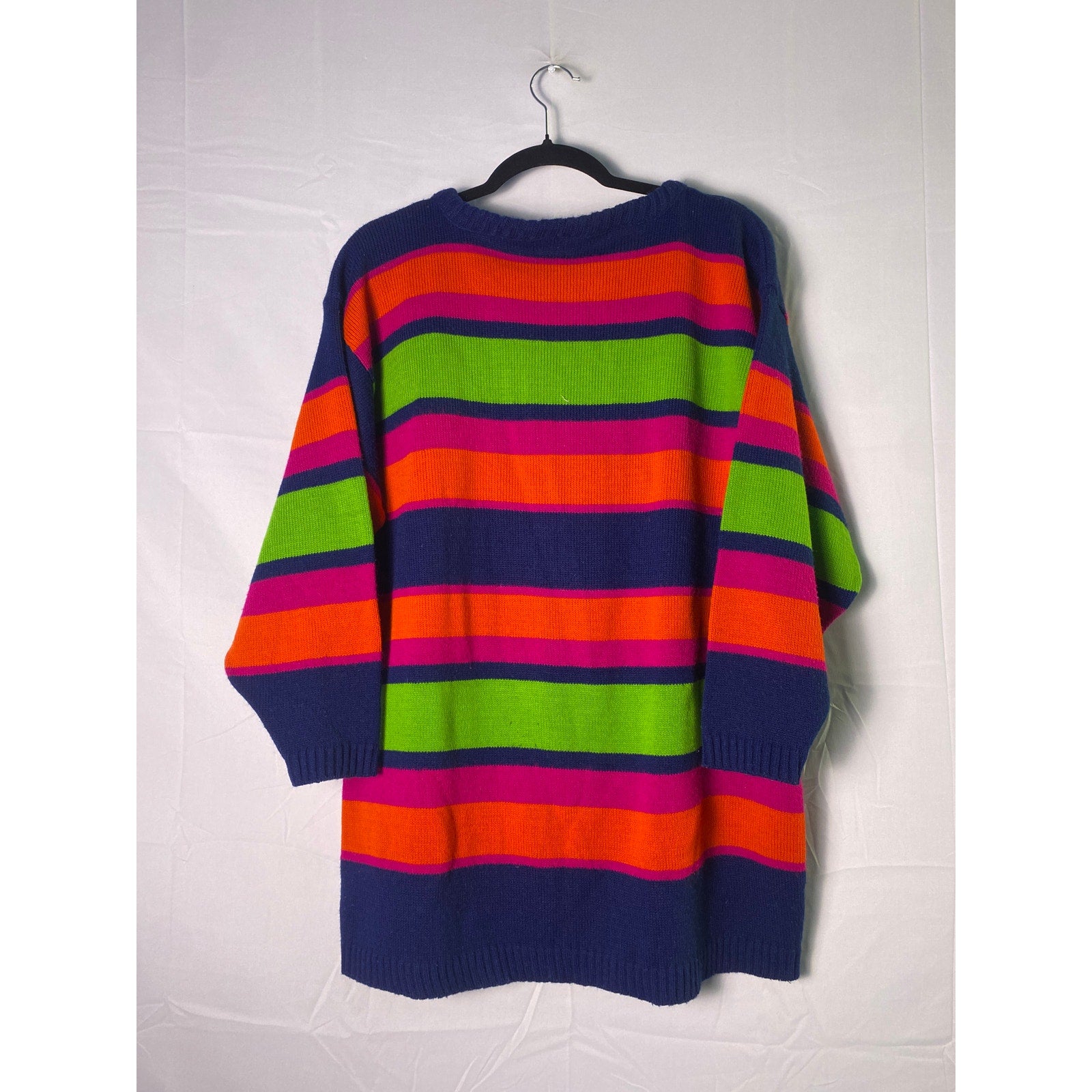 Vintage 80s Arielle Multicolor Striped Crew Neck Pullover Sweater Women's L/XL