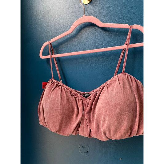 Fashion Nova Burgundy Smocked Crop Top Women's Plus Size 3X