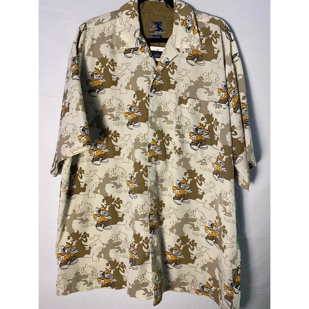RAWBLUE Button Up Shirt Hawaiian Mouse Ghost Shadows Men's Size XL