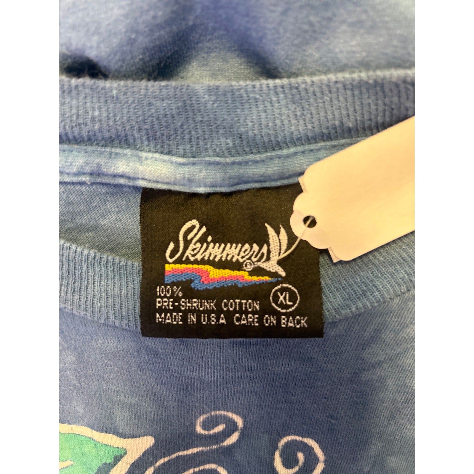 Skimmers Flower and Humming Bird Print Blue Long Sleeve Shirt Women's Size XL