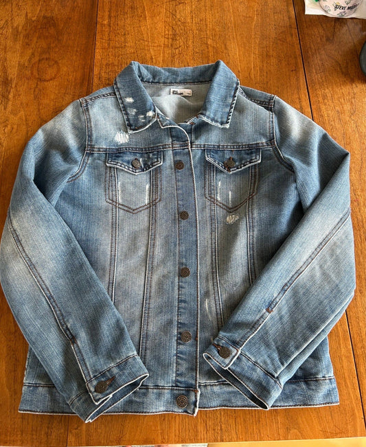 Epic Threads Button Up Distressed Blue Denim Jacket Women's Size Large