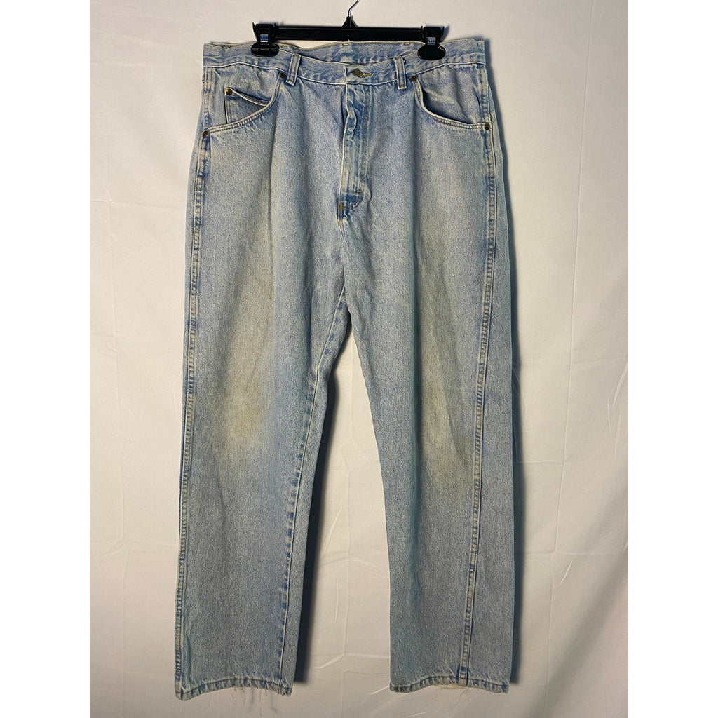 Wrangler Straight Leg Blue Denim Jeans Light Wash Men's Size 38 Pockets
