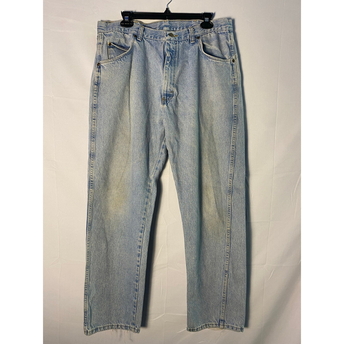 Wrangler Straight Leg Blue Denim Jeans Light Wash Men's Size 38 Pockets