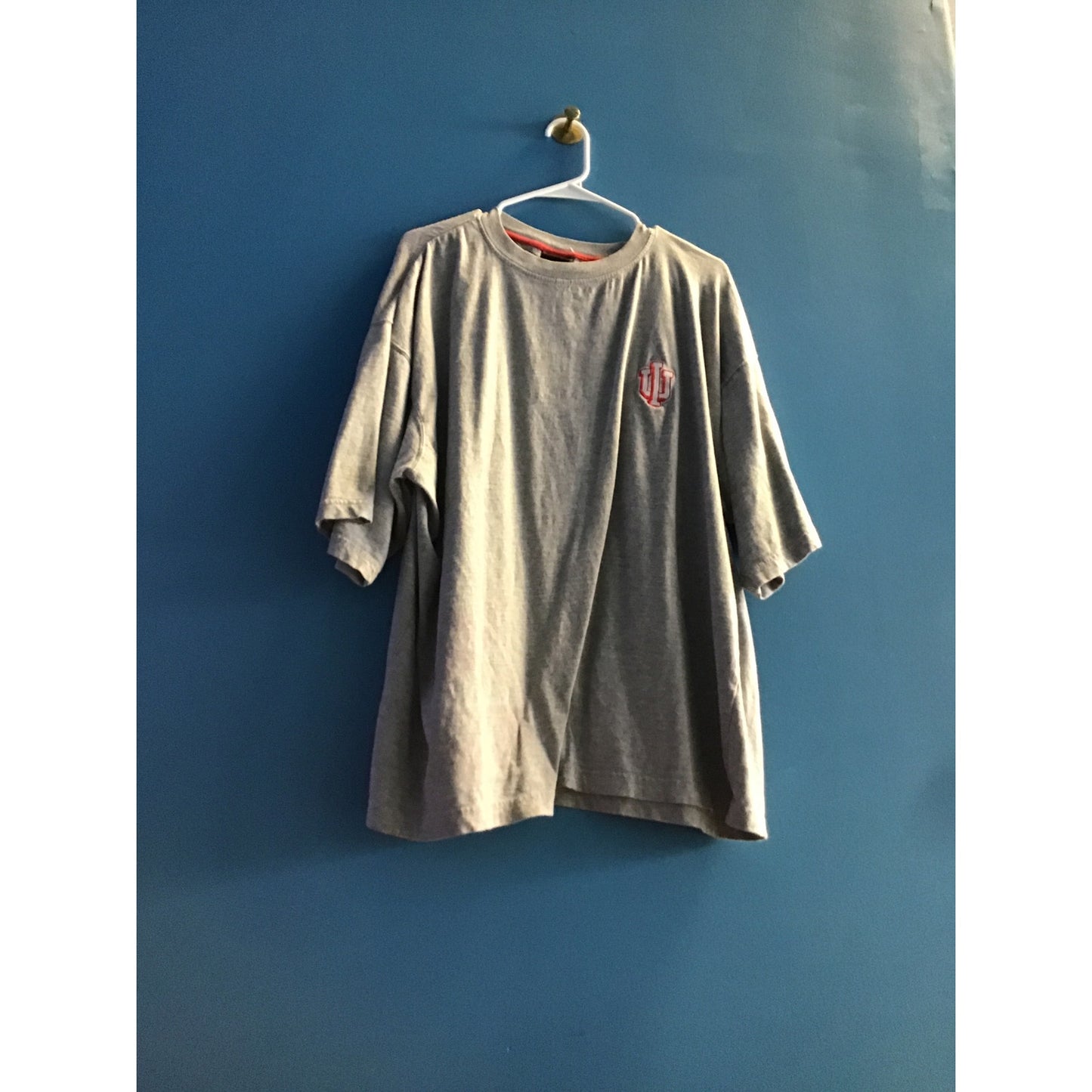 Y2K Pro Edge IU Hoosier Embroidered Logo Gray Short Sleeve Shirt Men's Size 2XL