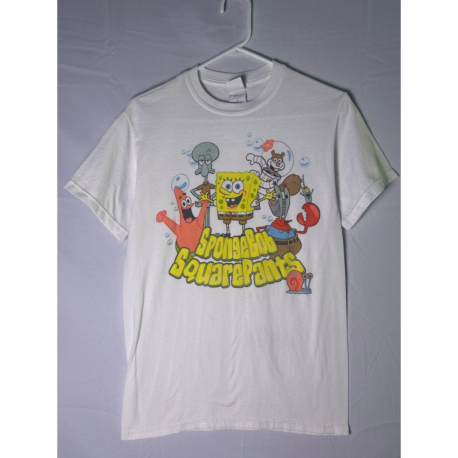 Gildan SpongeBob SquarePants and Friends Graphic Print White T-shirt Men's Small