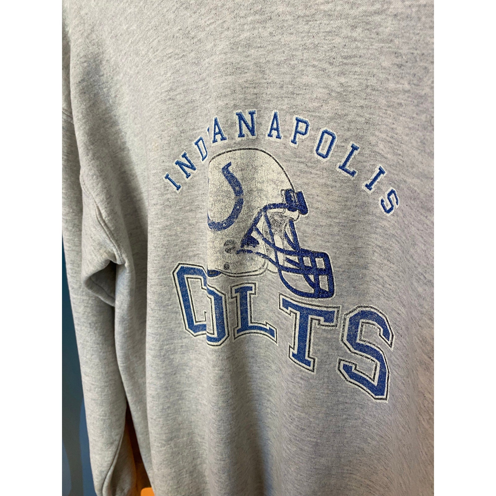 Gildan NFL Indianapolis Colts Logo Print Crew Neck Gray Sweatshirt Men's Size M
