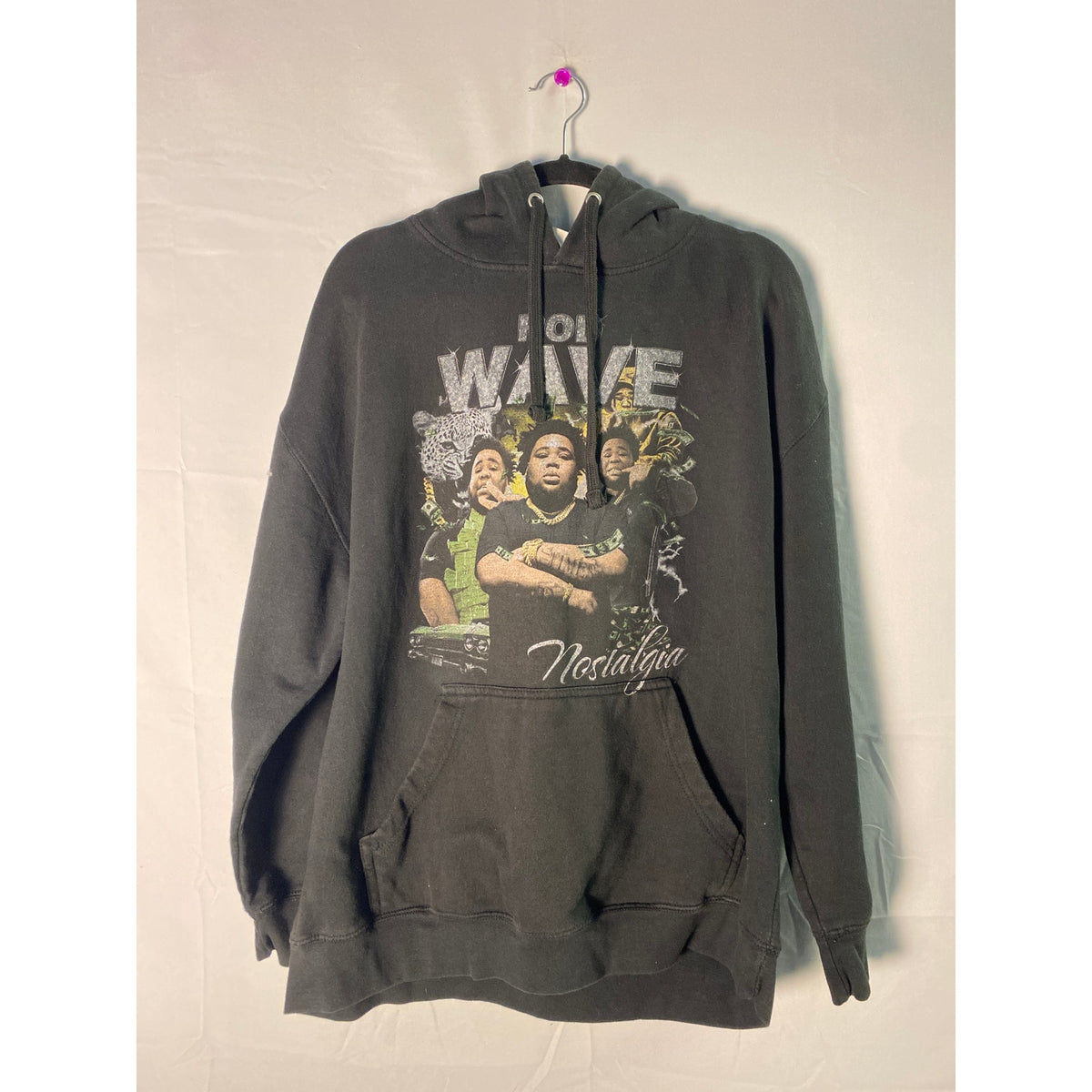 Rod Wave Nostalgia Tour Merch Black Pullover Hoodie Drawstring Men's Size XL