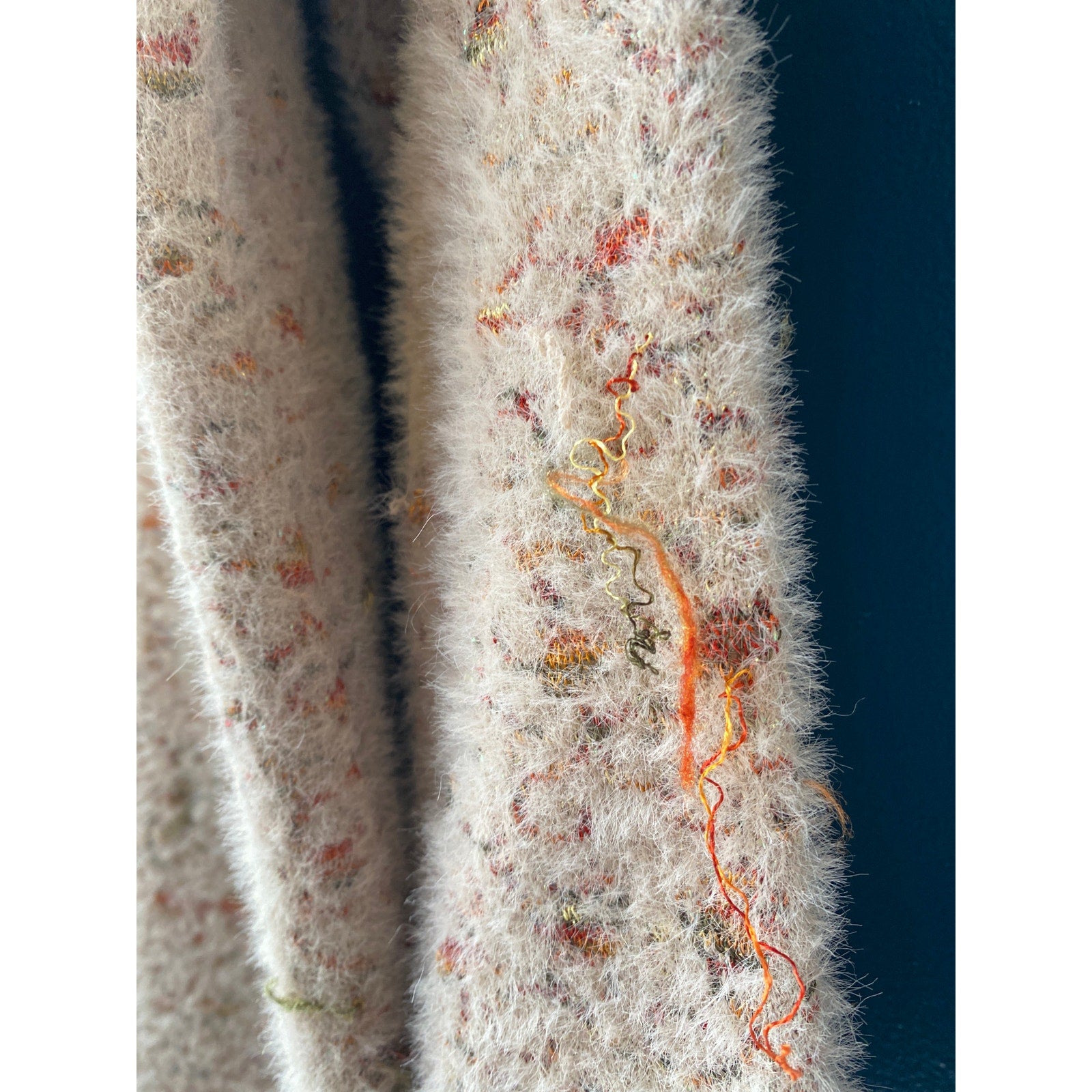 Vintage Duke Fuzzy Sparkle Embroidered Button Snap Cardigan Sweater  Womens XL