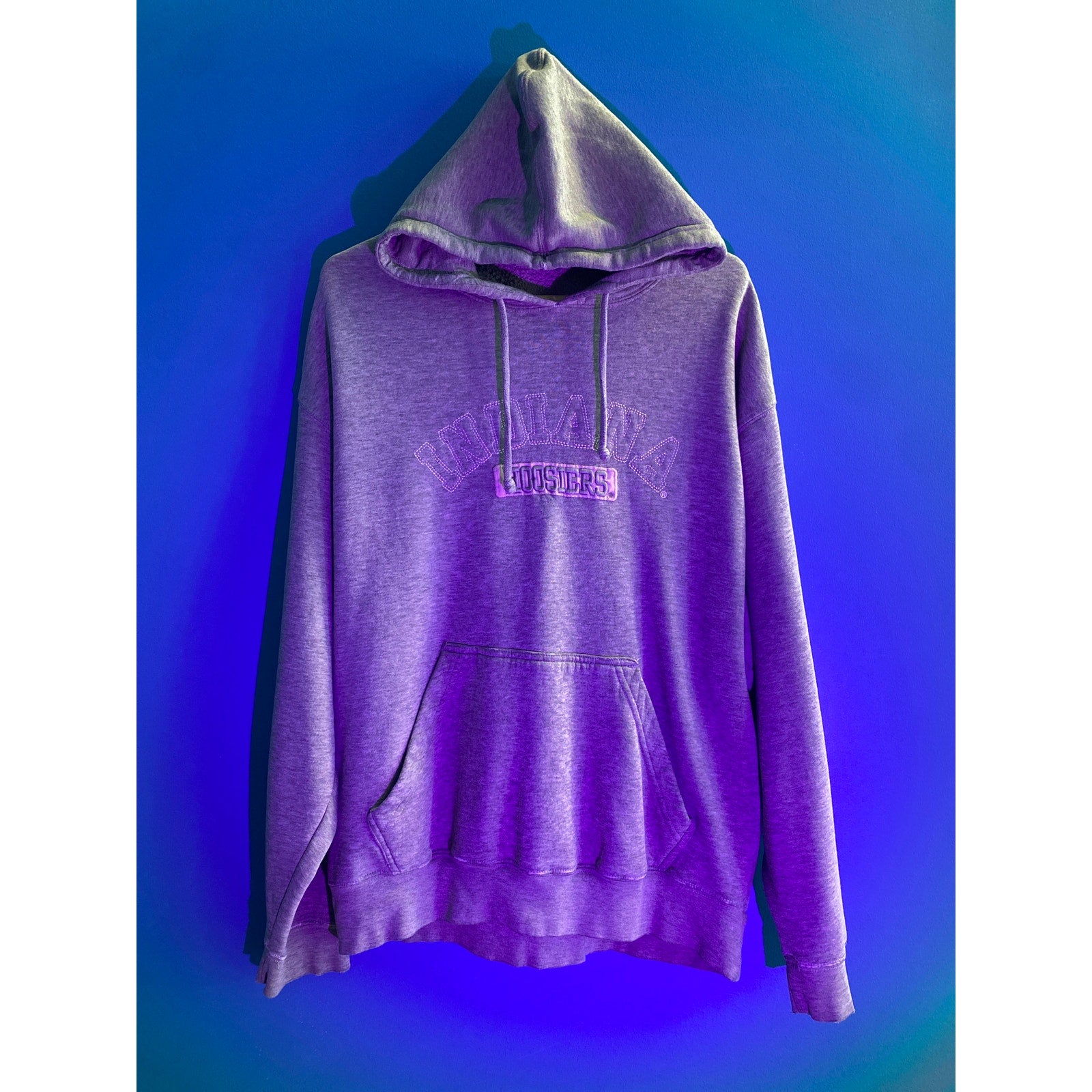 IU Indiana University Gray Pink Pullover Drawstring Hoodie Men's Size Large