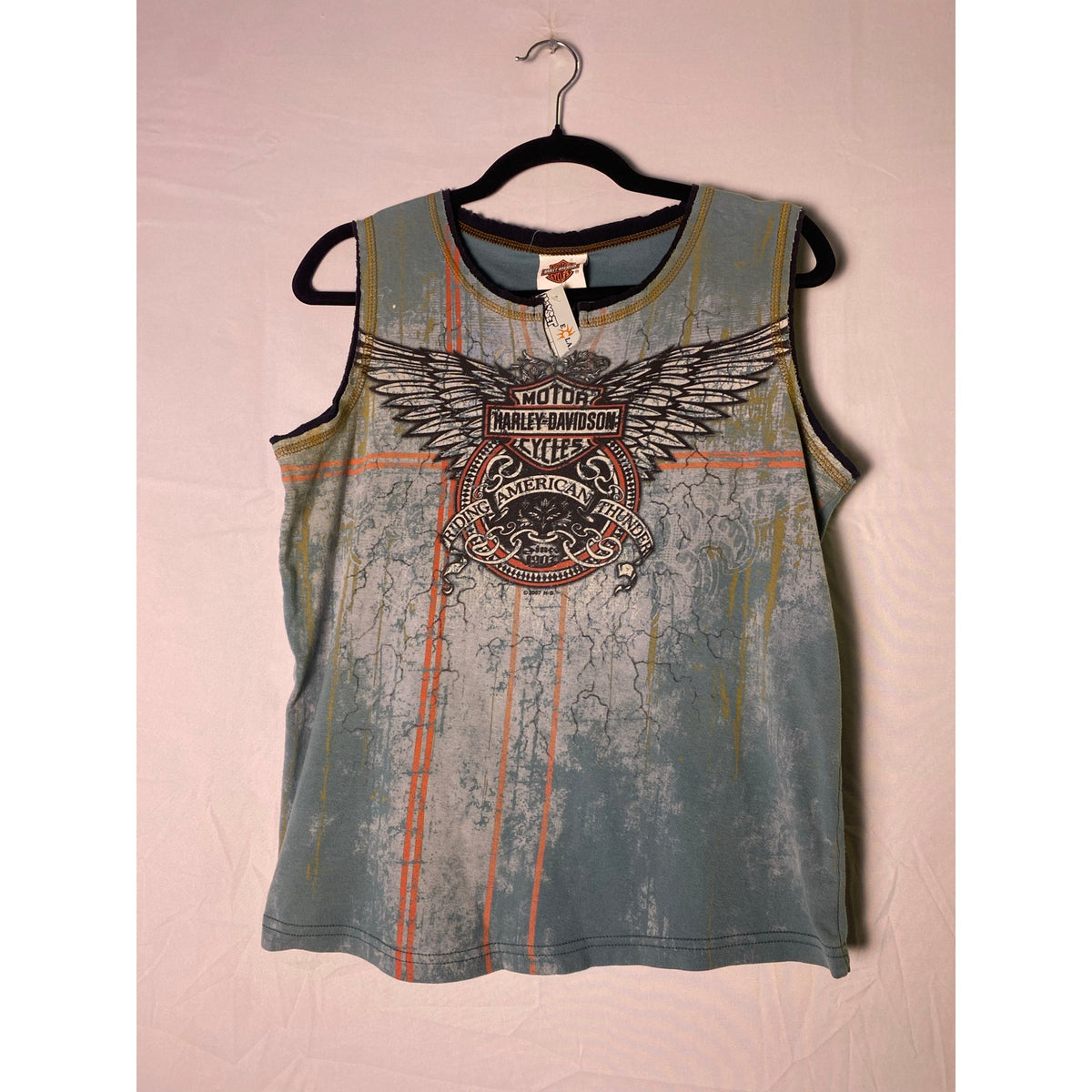 Harley Davidson Angel Wings Teal Tank Top Indianapolis Southside Women's Size XL