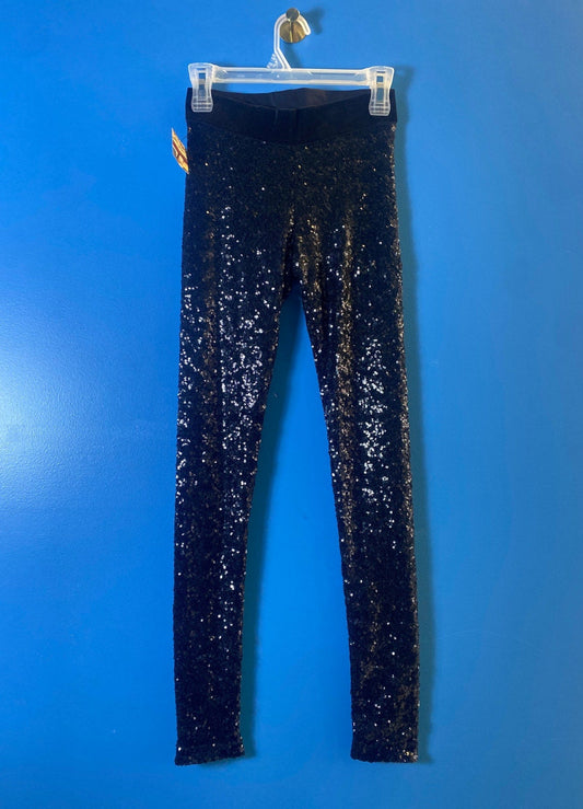 Y2K Bebe Black Sequin Pull On Leggings Pants Women's Size XS