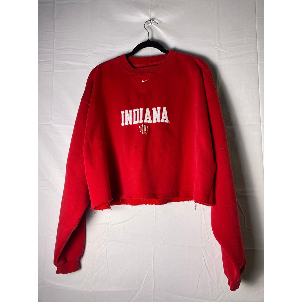 Nike Indiana University Hoosiers Red Cropped Cut-Off Sweatshirt Women's Size XL