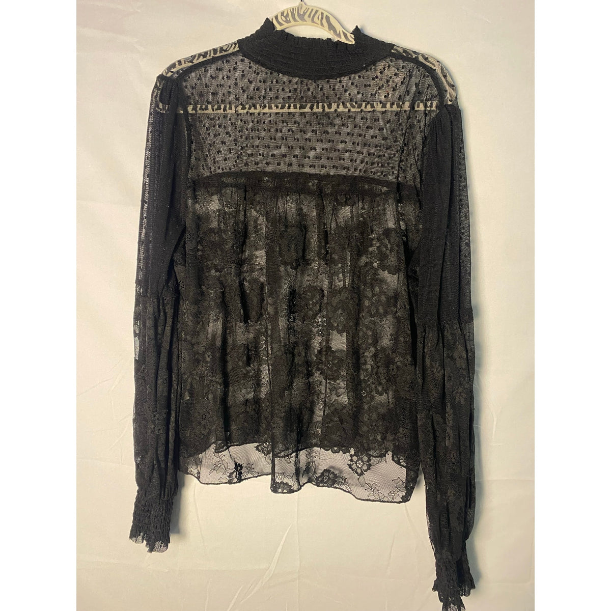 Forever 21 Black Floral Sheer Lace Long Sleeve Sheer Top Women's Size 3XL