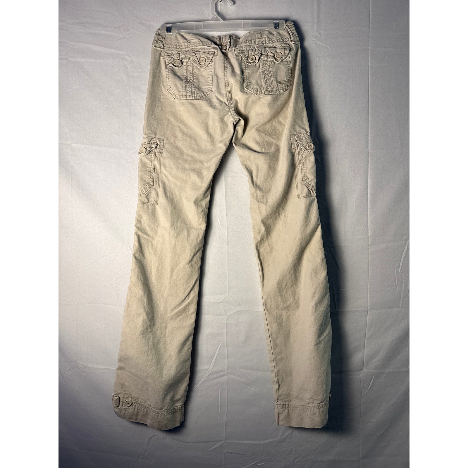 Y2K Hollister Cargo Pants Straight Leg Multi Pockets Light Wash Women's 3/Small