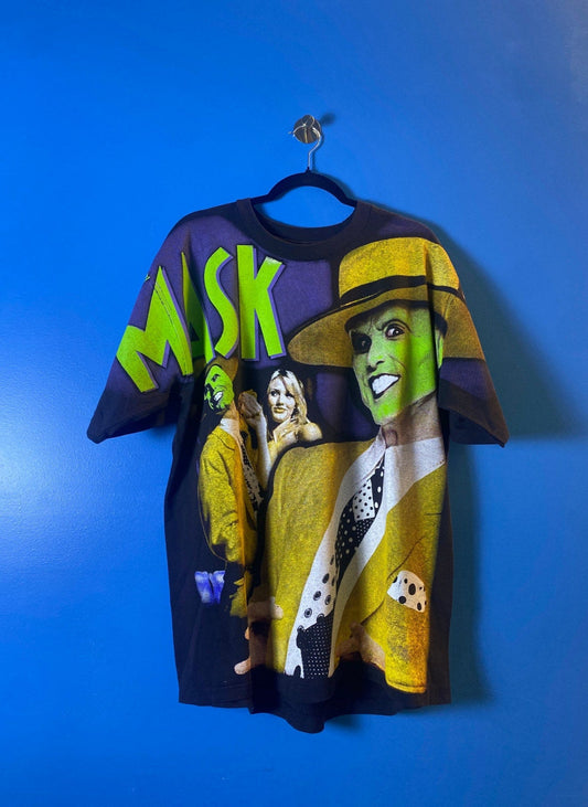 Vintage Reprint The Mask Movie Promo Shirt Jim Carrey All Over Print Mens Size XL