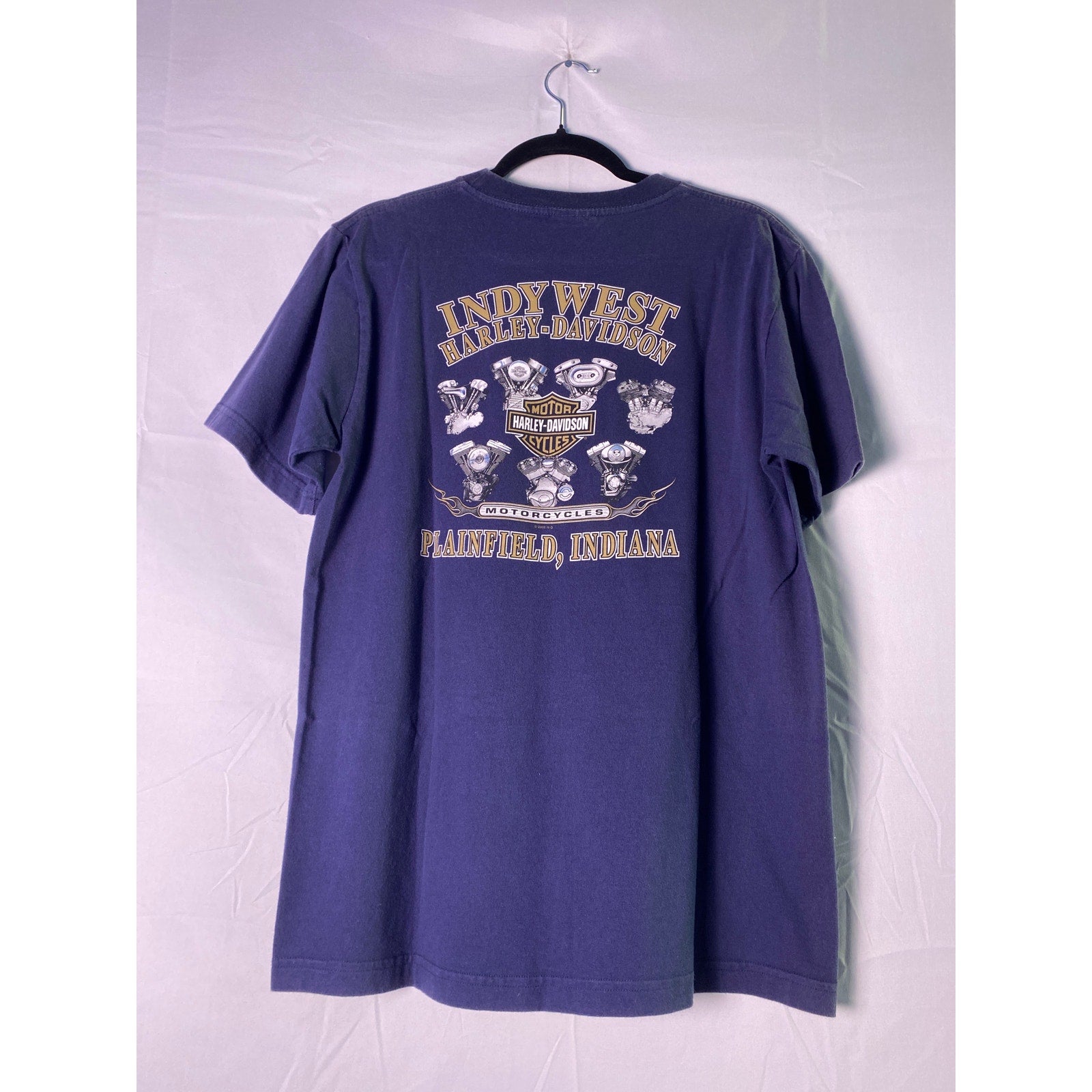 Harley Davidson Motorcycles INDYWEST Plainfield, Indiana Navy Blue Shirt Large